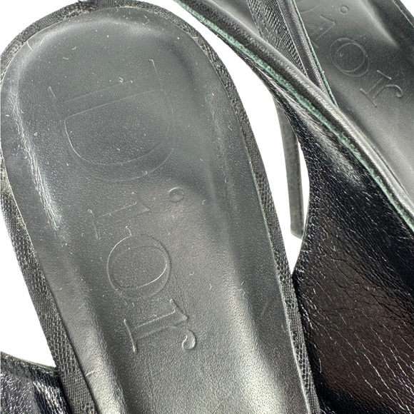 DIOR Black Monogram Canvas Open Peep Toe Logo Plaque Heels 39.5 - 9.5 - Picture 8 of 13